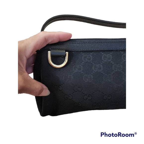 Gucci Black GG Canvas and Leather D Ring Abbey Pochette - Picture 13 of 14